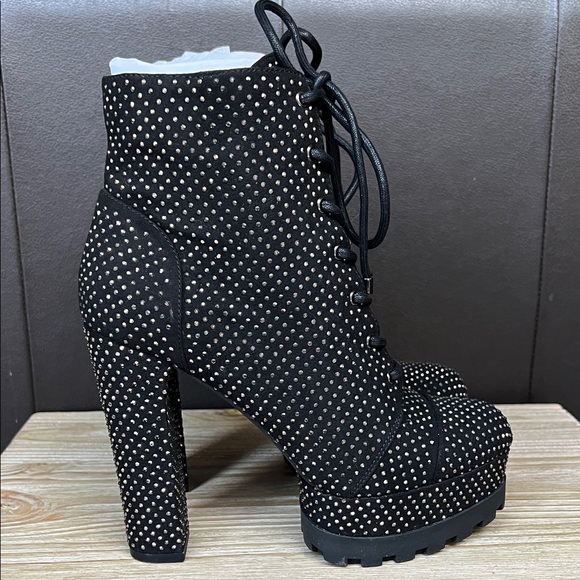Jessica Simpson Black Studded Lace-Up Boots - Picture 5 of 12